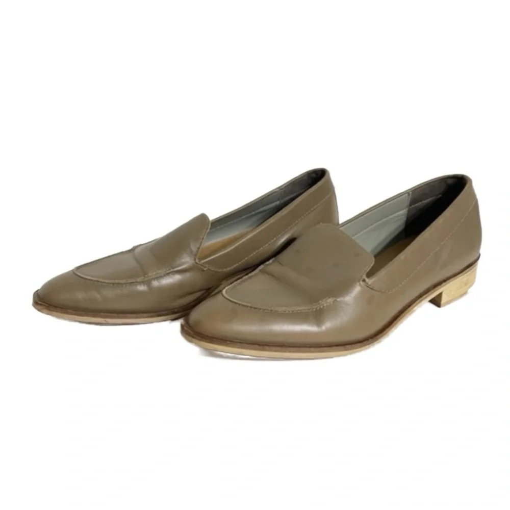 Everlane The Modern Leather Loafers Flats Shoes Olive Green /Taupe Made in Italy - Picture 5 of 16